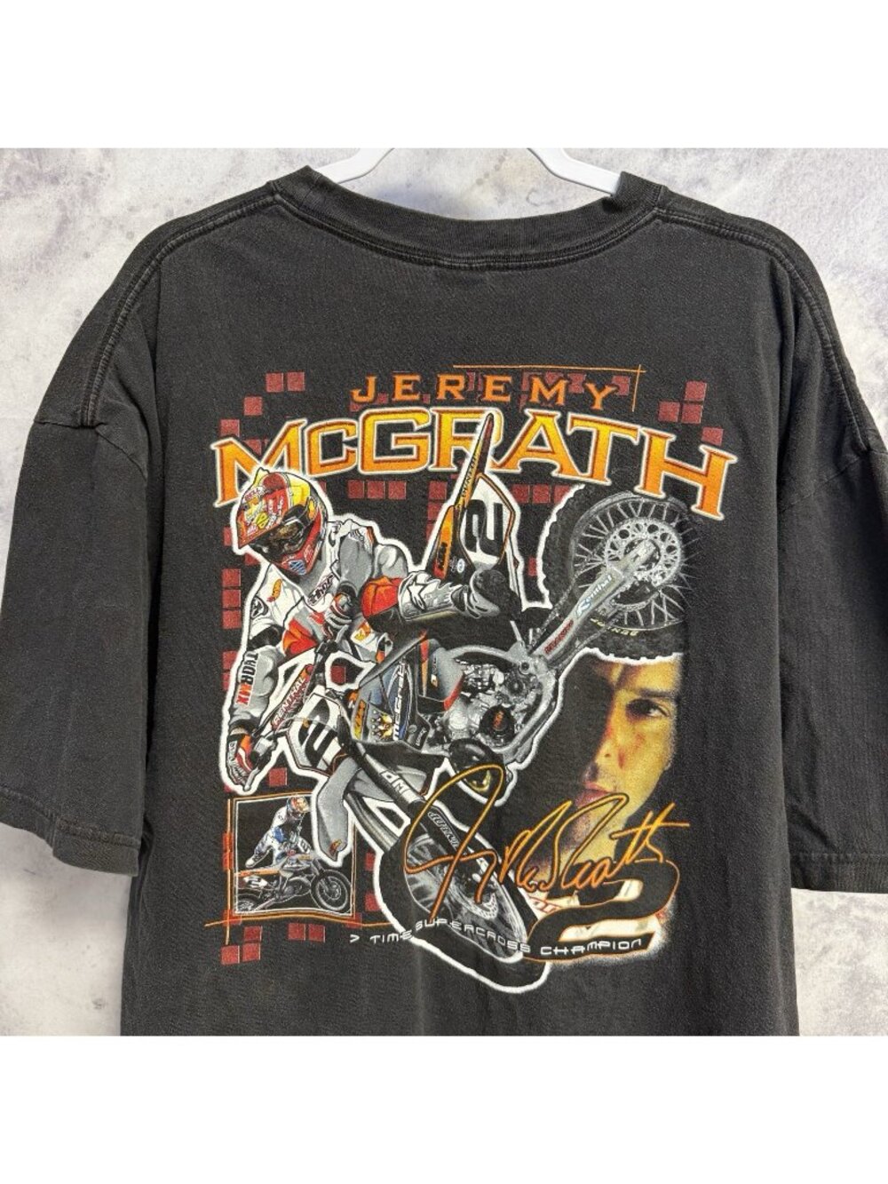 Vintage Jeremy McGrath Motocross T Shirt Mens 2XL Black MX Y2K Dirt Bike